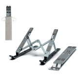 Amkette Ergo View Foldable Laptop Stand Metal, Centre Dual Hinge Support, Specially Designed for Heavy laptops with Revited Joints, 7 Adjustable Levels, Anti Slip Silicone Grips (Grey)