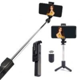 pTron Glam Extendable Selfie Stick with Bluetooth Remote & Tripod Stand, 75cm Extended Length,
